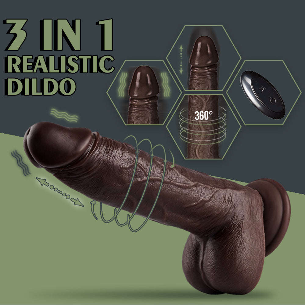 Realistic Chocolate Dick with Balls and Remote - 3 in 1